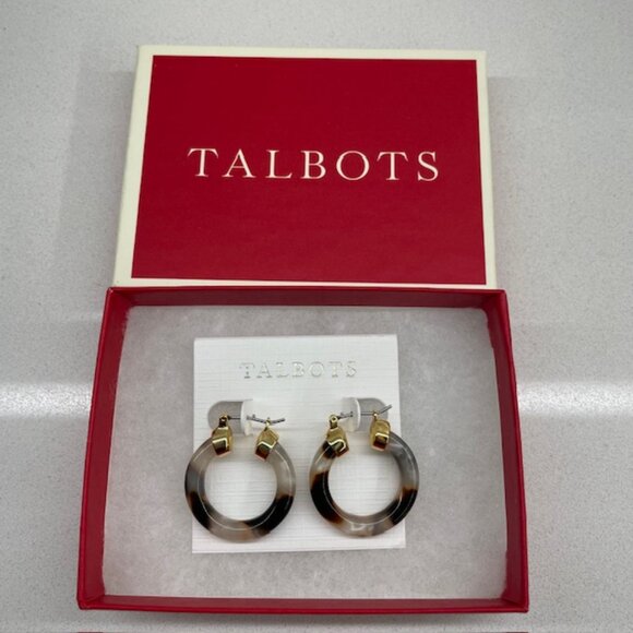 NWT Talbots Tortoise Hoop Earrings - Picture 2 of 5